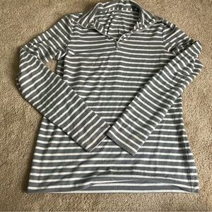 Aerie super soft stripe quarter zip long sleeve tee